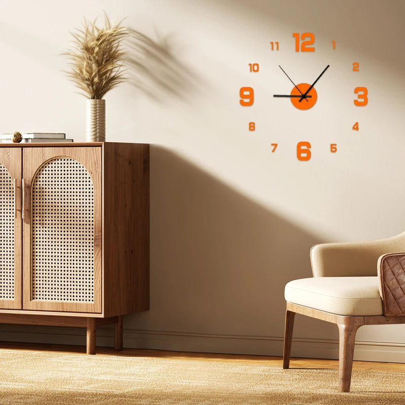Creative Frameless DIY Wall Clock Decor - Modern & Customizable