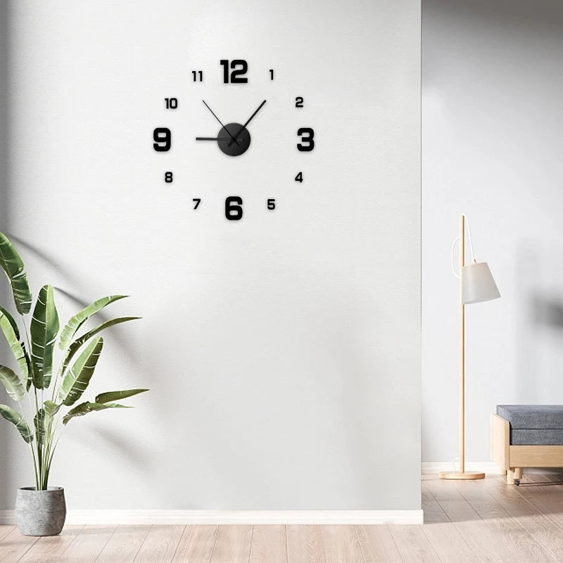 Creative Frameless DIY Wall Clock Decor - Modern & Customizable