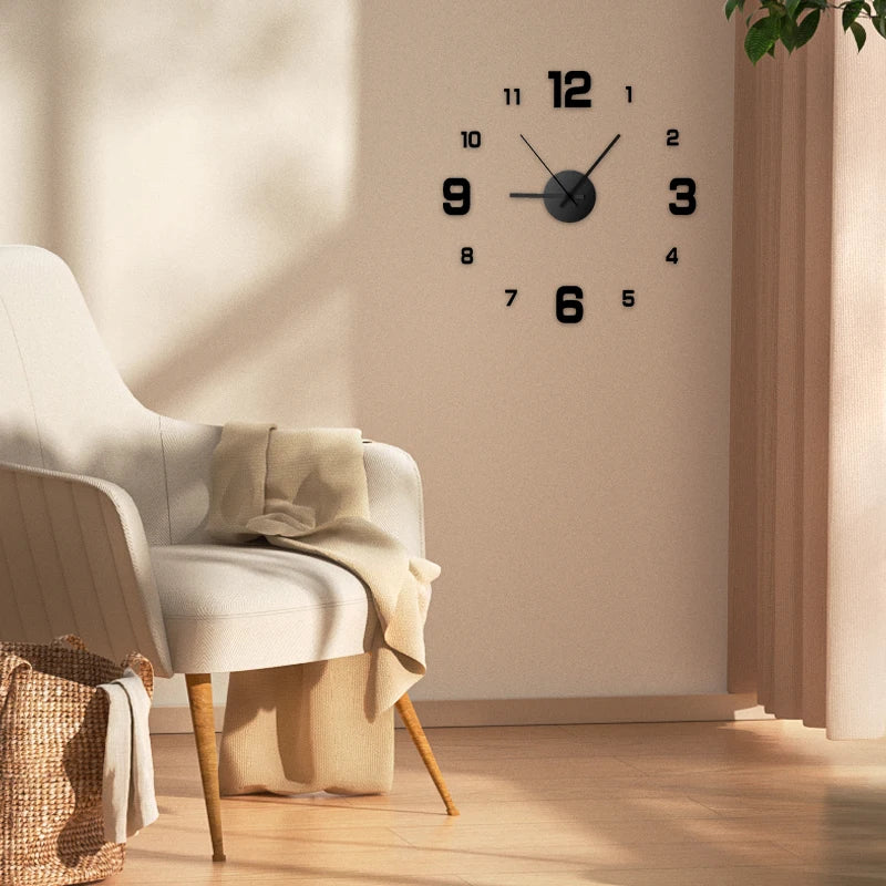 Creative Frameless DIY Wall Clock Decor - Modern & Customizable