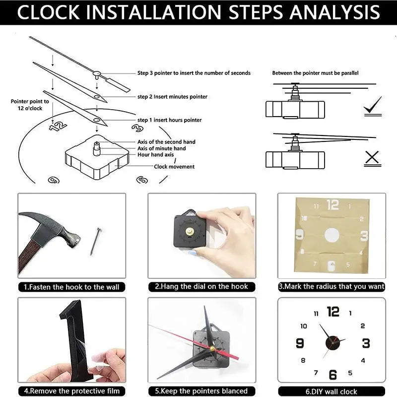 Creative Frameless DIY Wall Clock Decor - Modern & Customizable